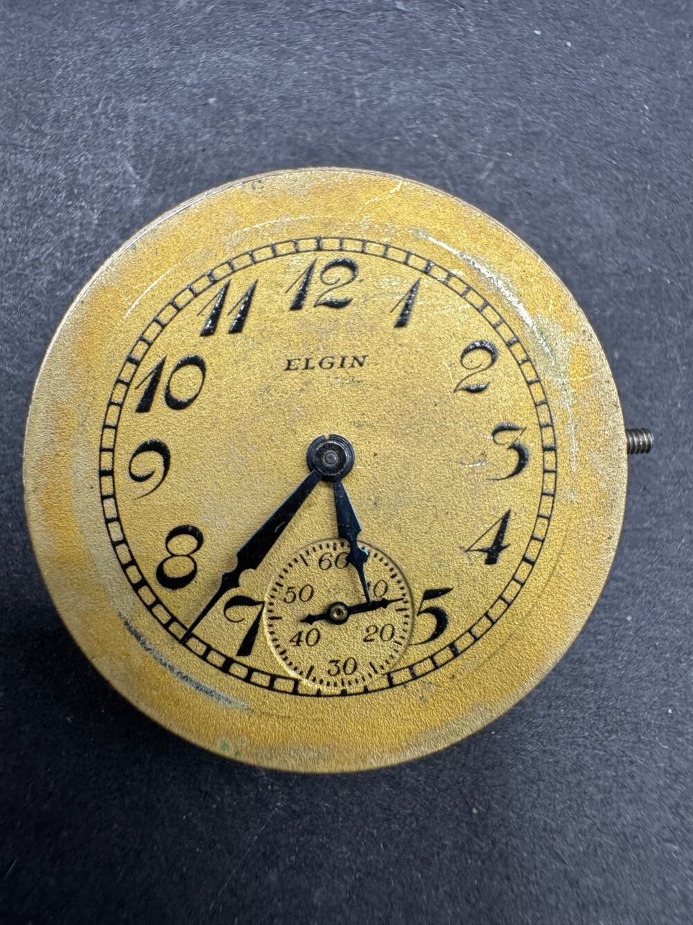 Vintage Elgin Pocket Watch Movement Gold Tone 14.9MM For Parts/Repair